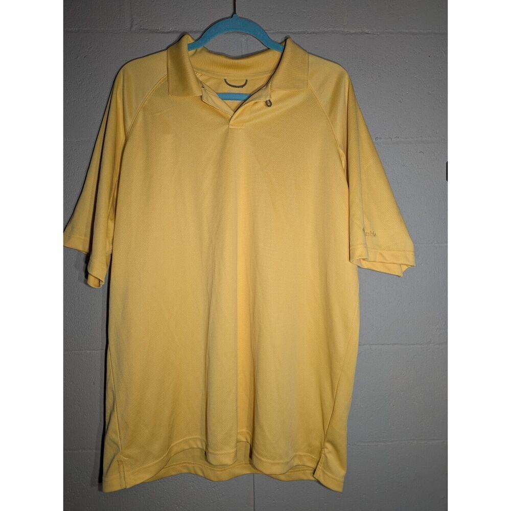 Columbia Men's Yellow Short Sleeve‎ Polo Shirt XL Hook Button Golf Tennis Preppy
